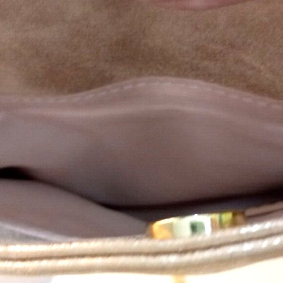 Express Fold-Over Clutch Purse Gold Pink Shoulder Chain Zip Snap Closure - Picture 8 of 16